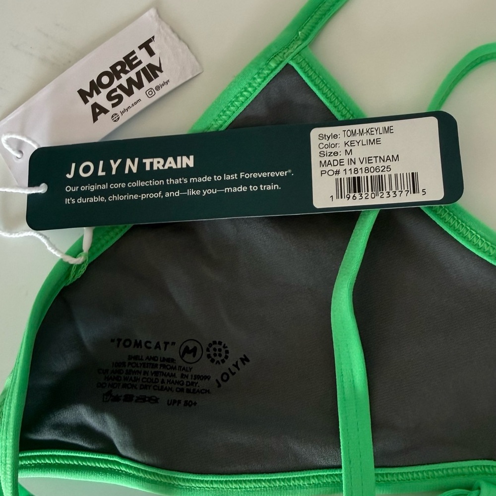 New Jolyn Swim Tomcat Bikini Top In Key Lime Green Training Competition - Picture 7 of 9